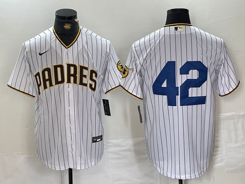 Men San Diego Padres #42 No Name White stripe Game 2024 Nike MLB Jersey style 1->san diego padres->MLB Jersey